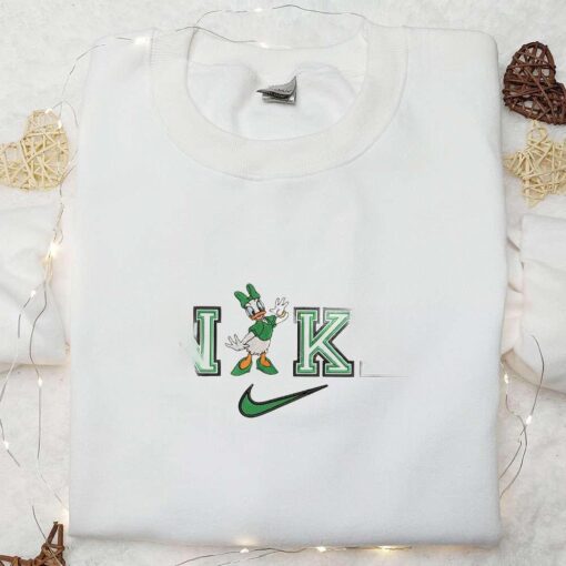 Daisy Duck In Green x Nike Embroidered Shirt Disney Characters Embroidered Hoodie Best Saint Patricks Day Gift Idea