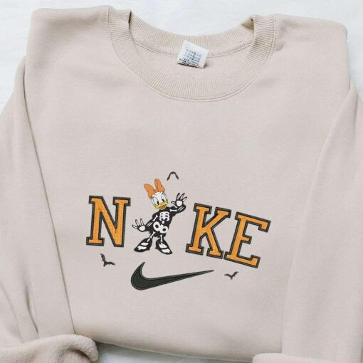 Daisy Duck Skeleton x Nike Embroidered Sweatshirt Walt Disney Characters Embroidered Shirt Best Halloween Gifts Ideas for Family