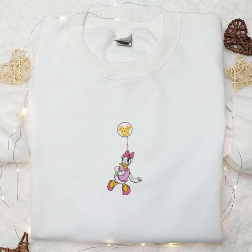 Daisy Duck With Disney Balloon Embroidered Shirt Disney Cartoon Embroidered Hoodie Best Gift Ideas For Girls