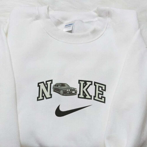 Dark Grey Car x Nike Embroidered Shirt Transportation Embroidered Hoodie Nike Inspired Embroidered Sweatshirt