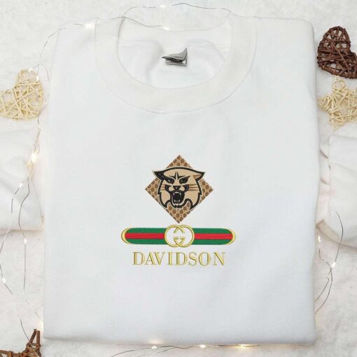 Davidson Wildcats x Gucci Embroidered Shirt NCAA Sports Embroidered Hoodie Best Gift Idea