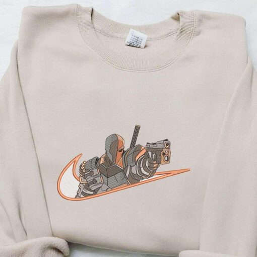 Deathstroke x Nike Swoosh Movie Embroidered Shirt DC Universe Embroidered Shirt Custom Nike Embroidered Shirt