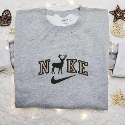 Deer Silhouette x Nike Embroidered Shirt Animal Embroidered Shirt Custom Nike Embroidered Shirt