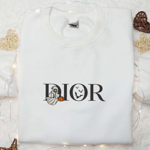 Dior Logo With Ghost And Bats x Nike Embroidered Shirt Halloween Embroidered Hoodie Best Gifts For Family