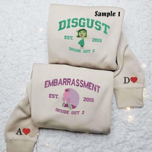 Disgust And Embarrassment Inside Out Embroidered Couples Shirts