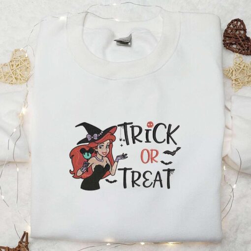 Disney Ariel Mermaid Trick or Treat Embroidered Shirt Disney Halloween Embroidered Sweatshirt Best Halloween Gifts Ideas for Family