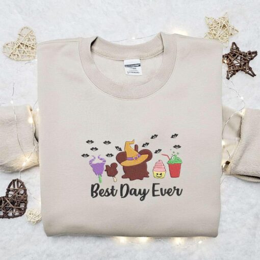 Disney Best Day Ever Halloween Snacks Embroidered Sweatshirt Disney Characters Embroidered Hoodie Halloween Embroidered Shirt