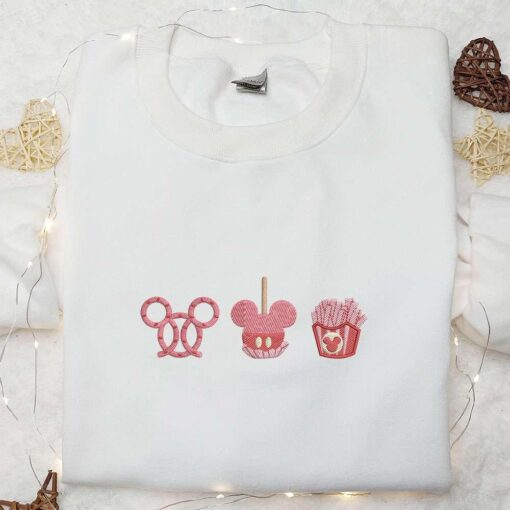 Disney Food Snacks Embroidered Shirt Disney Characters Embroidered Hoodie Best Gift Idea