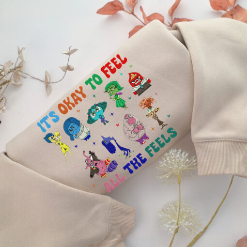 Disney Inside Out Embroidery, Disneyland Embroidered Sweatshirt, Movie Disney Inspired, Best Gifts Idea For Him Her