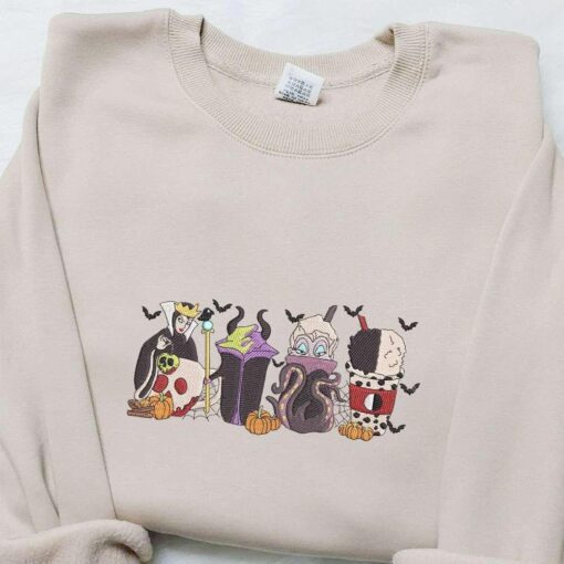 Disney Villain Latte Coffee Embroidered T shirt Disney Cartoon Embroidered Shirt Best Gift Ideas