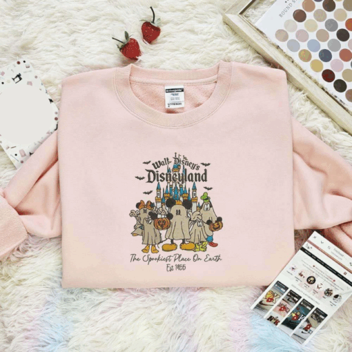 Disneyland Castle The Spookiest Place On Earth Embroidered Shirt Halloween Embroidered Hoodie
