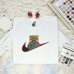 Doctor Doom x Nike Swoosh Embroidered Shirt Marvel Characters Embroidered Hoodie