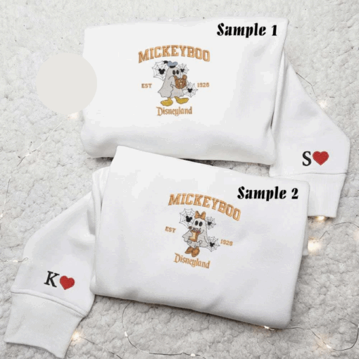 Donald And Daisy Mickeyboo Disneyland Halloween Embroidered Couples Shirts
