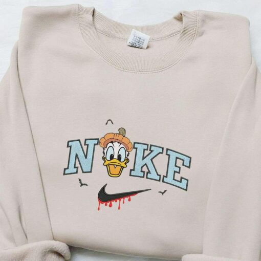 Donald Duck Pumpkin Head x Nike Embroidered Sweatshirt Walt Disney Characters Embroidered Shirt Best Halloween Gift Ideas