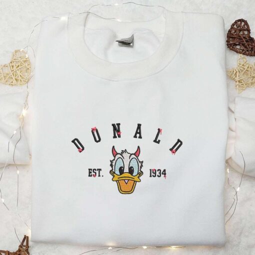 Donald Est 9 Embroidered Hoodie Disney Halloween Embroidered Sweatshirt Cool Halloween Embroidered Shirt