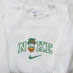 Donald Wears Shamrock Hat x Nike Embroidered Shirt Disney Characters Embroidered Shirt Saint Patricks Day Embroidered Hoodie