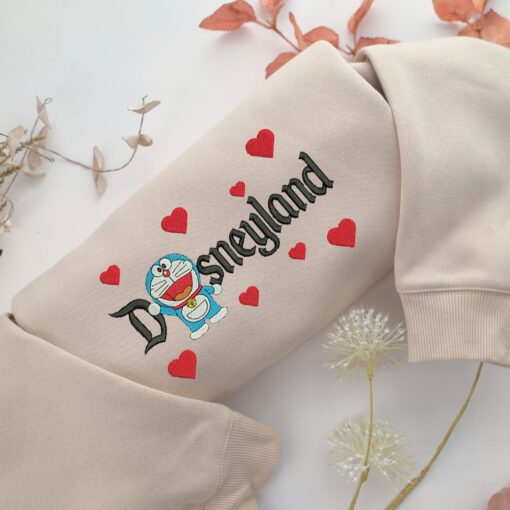Doraemon Disneyland Embroidery, Disneyland Embroidered Sweatshirt, Movie Disney Inspired, Best Gifts Idea For Him Her