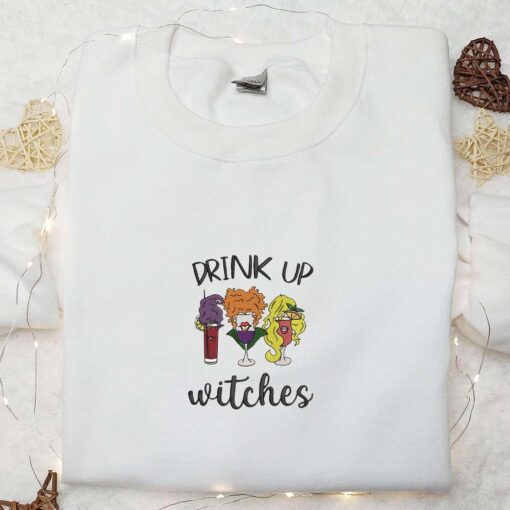 Drink Up Witches Embroidered Shirt Halloween Embroidered Shirt Unique Gifts for Family