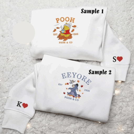 Eeyore And Pooh Autumn Fall Est 1926 Embroidered Couples Shirts