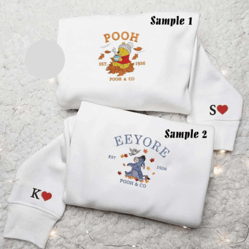 Eeyore And Pooh Autumn Fall Est 96 Embroidered Couples Shirts