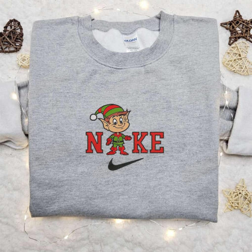 Elf Xmas Hat x Nike Christmas Embroidered Sweatshirt Movie Christmas Embroidered Shirt Best Christmas Gift Ideas