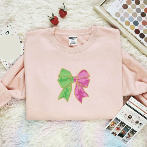 Elphaba And Glinda Pink Green Bow Wicked Movie Embroidered Shirt, Best Gift For Fans