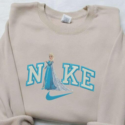 Elsa x Nike Swoosh Embroidered Shirt Frozen Embroidered Shirt Nike Custom Embroidered Shirt