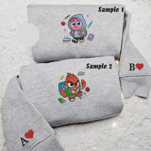 Embarrassment And Anger Inside Out Back To School Embroidered Couples Shirts
