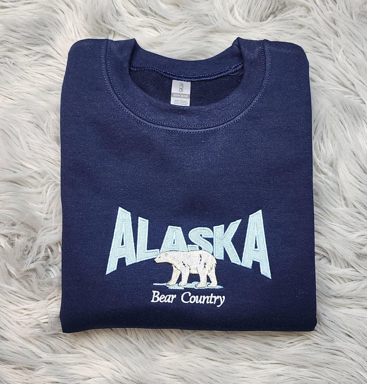 Embroidered Alaska State Sweatshirt, Embroidered Alaska Polar Bear Unisex Sweatshirt great for men and women Sweatshirt or Hooded Sweatshirt