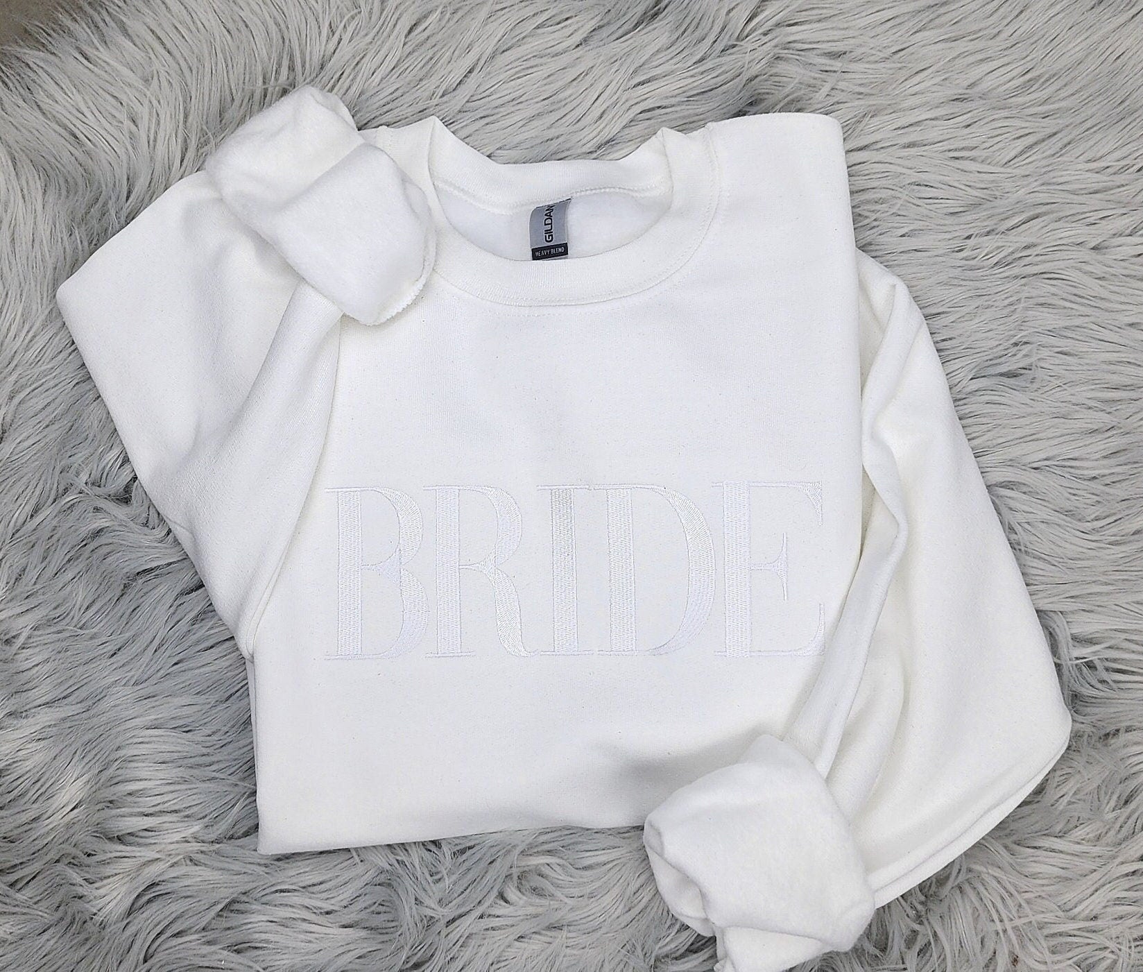 Embroidered Bride Crewneck Sweatshirt or Hooded Sweatshirt - Bride Embroidered Crewneck - Couples sweatshirts