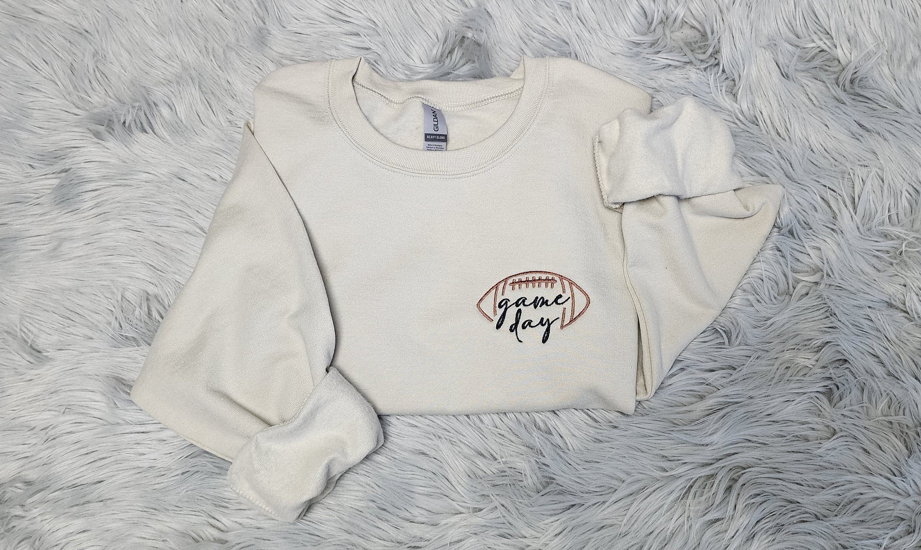 Embroidered Game Day Pocket Design Unisex Sweatshirt, Game Day Pocket Design Embroidered Sweatshirt and Hooded Sweatshirt