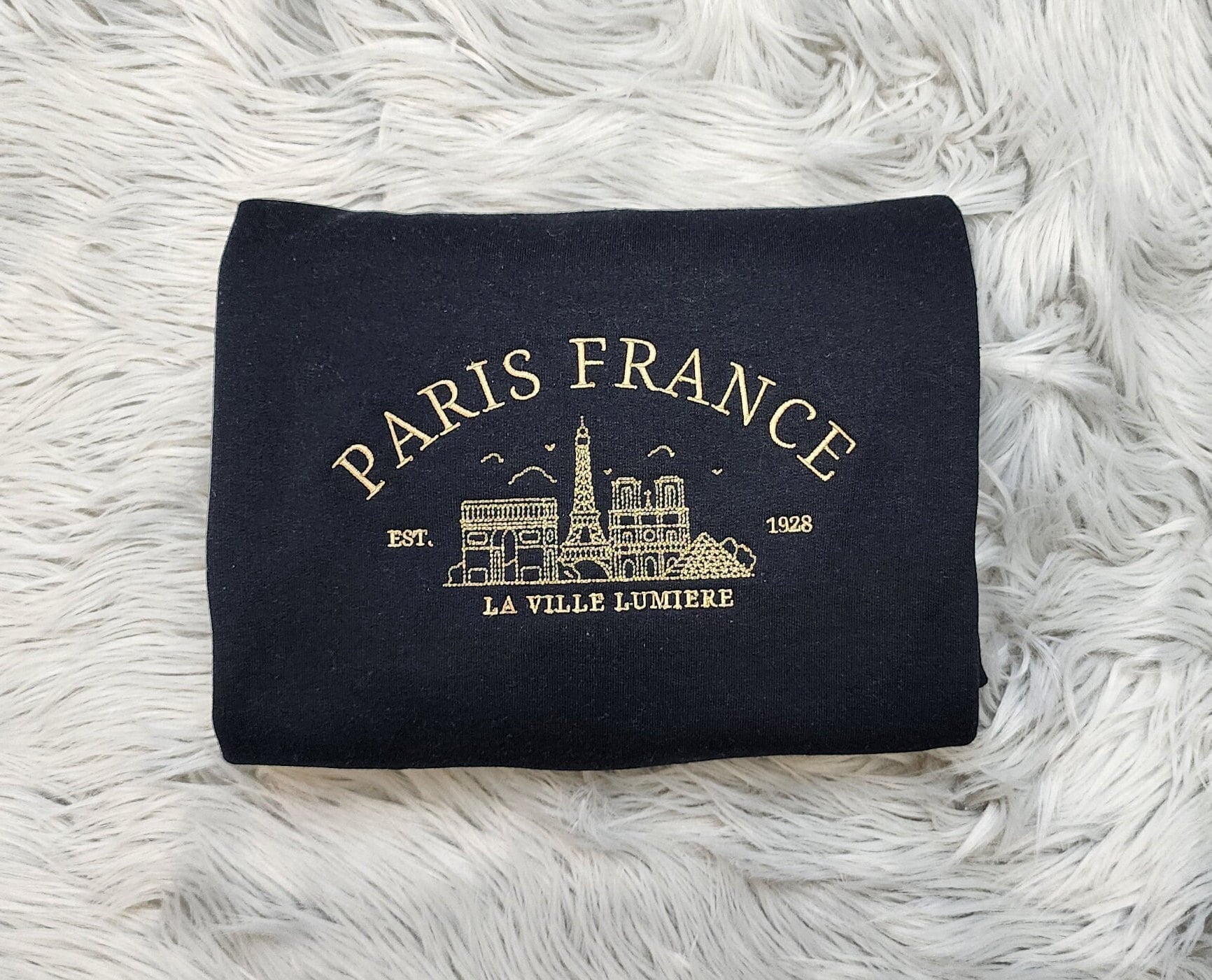 Embroidered  Paris France Crewneck -  France Crewneck - City of Love  - Paris Embroidered Crewneck - T-Shirt - Sweatshirt - Hoodie