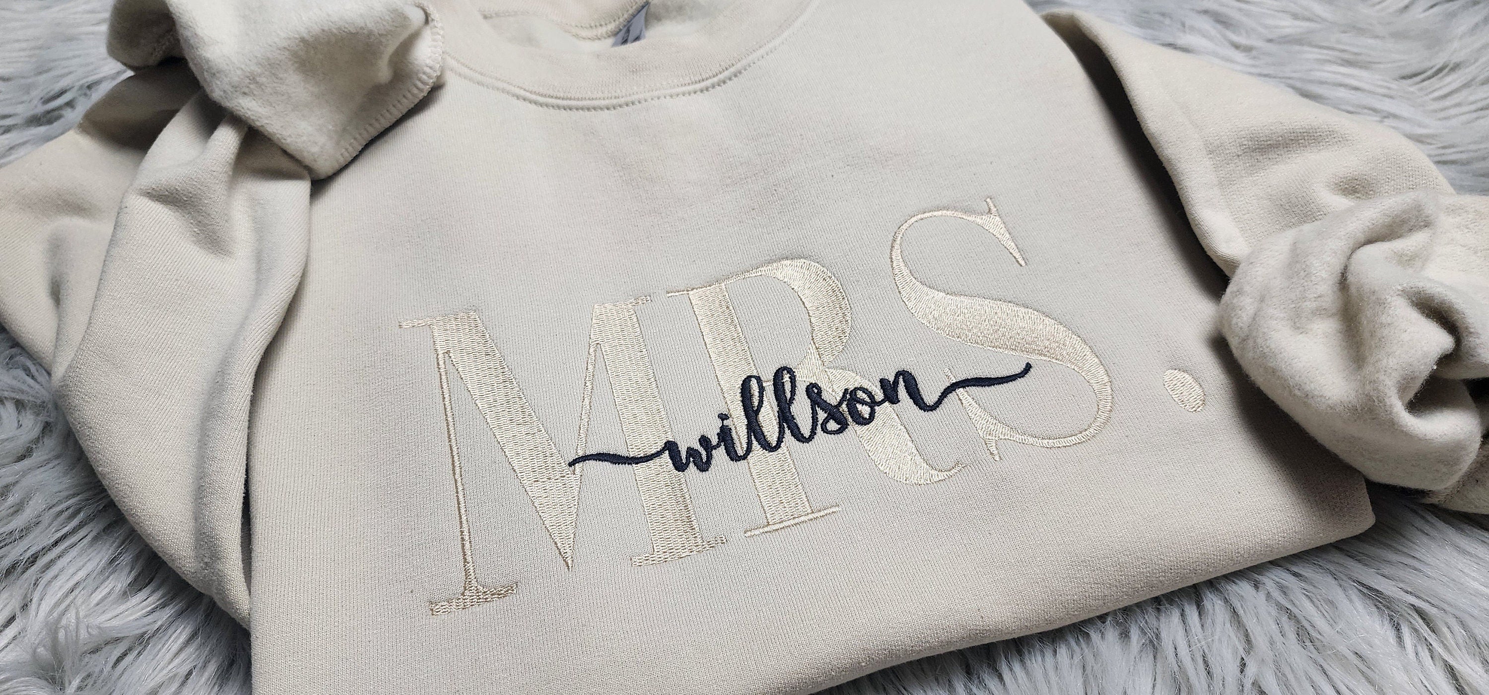 Embroidered Personalized Mrs Crewneck - Add Your Last Name - Gift For Her - Future Mrs - Personalized Wedding Gift