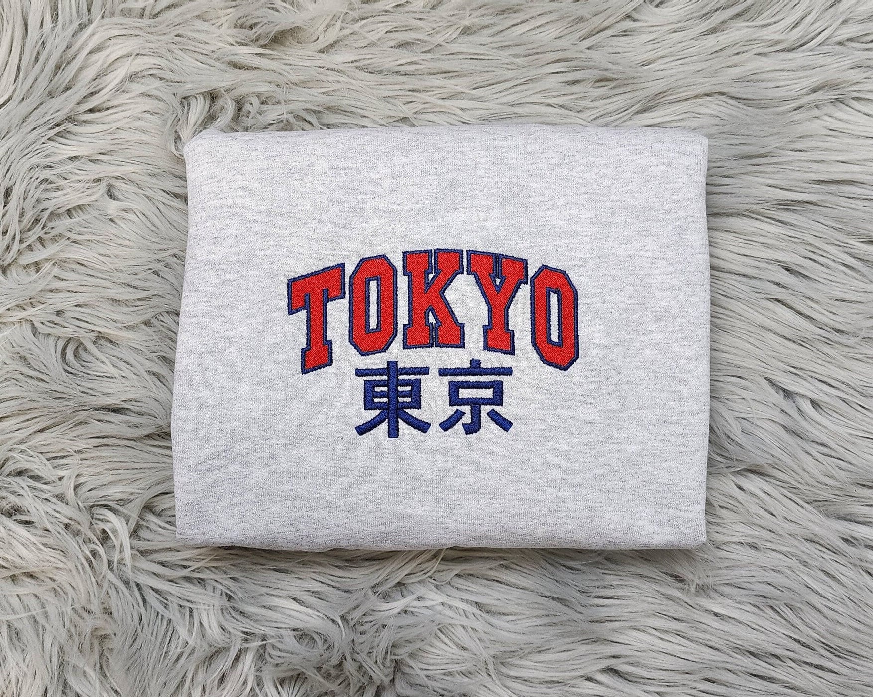 Embroidered Tokyo Unisex Sweatshirt - Japan Embroidered Crewneck - Embroidered Sweatshirt Hooded Sweatshirt