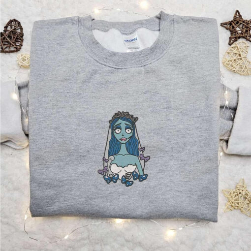 Emily Corpse Bride Embroidered Sweatshirt Cartoon Embroidered Hoodie Best Halloween Gift Ideas