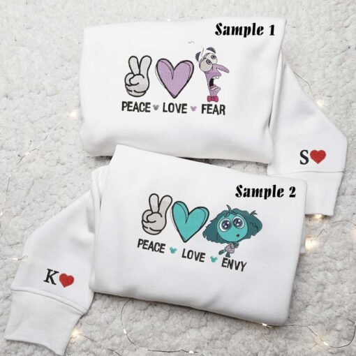 Envy And Fear Disney Inside Out Embroidered Couples Shirts