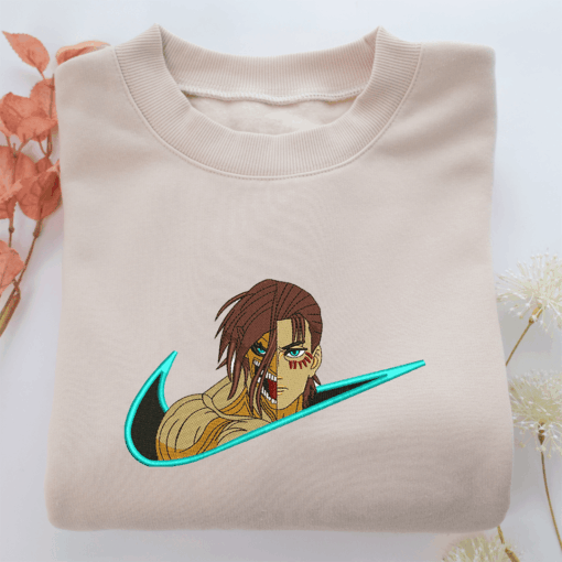 Eren titan Swoosh Nike Embroidered Sweatshirt, Nike Movie Inspired, Best Gifts Idea For Him Her