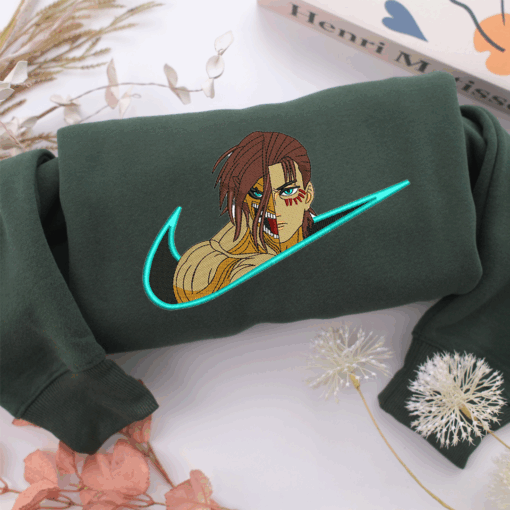 Eren titan Swoosh Nike Embroidered Sweatshirt, Nike Movie Inspired, Best Gifts Idea For Him Her - Image 3