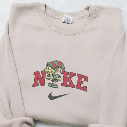 Evil Elf x Nike Christmas Embroidered Sweatshirt Movie Christmas Embroidered Shirt Best Christmas Gift Ideas