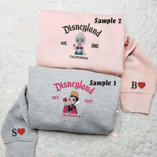 Evil Queen And Ursula Disneyland California Est 1961 Embroidered Couples Shirts