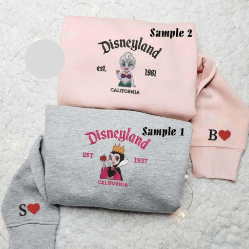 Evil Queen And Ursula Disneyland California Est 96 Embroidered Couples Shirts
