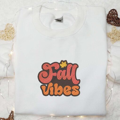Fall Vibes Embroidered Sweatshirt Autumn Halloween Embroidered Hoodie Halloween Embroidered Shirt