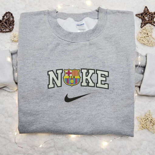 FC Barcelona x Nike Sport Embroidered Tshirt Football Club Embroidered Shirt Nike Inspired Embroidered Shirt