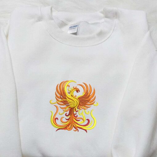 Fiery Phoenix Embroidered Shirt, Animal Lover, Best Gift For Family