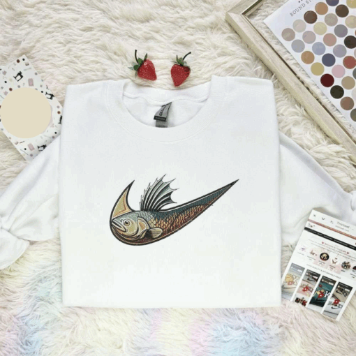 Fish Swoosh Animal Embroidered Shirt, Inspired Famous Movie, Best Gift For Fans