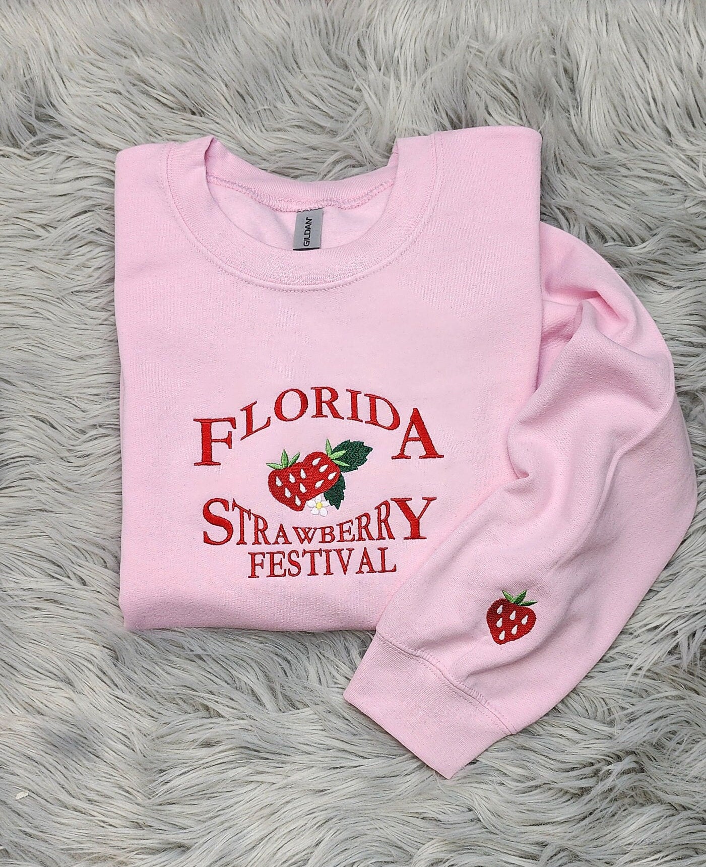 Florida Strawberry Festival Embroidered Crewneck - Florida Crewneck - Strawberry Embroidery - Sweatshirt  - T-Shirt - Hoodie