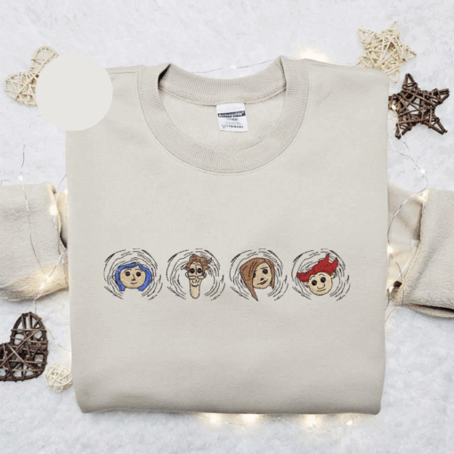 Four Coraline Characters Halloween Embroidered Shirt