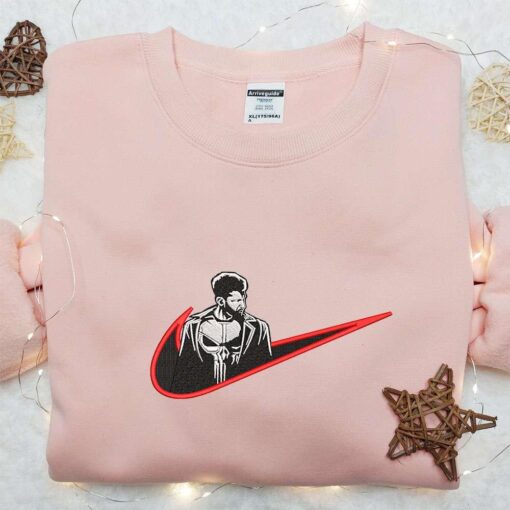 Frank Castle x Nike Embroidered Shirt Marvel Universe Embroidered Sweatshirt Custom Embroidered Hoodie