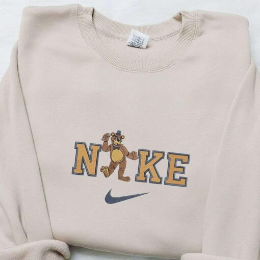 Freddy Fazbear Five Nights At Freddys x Nike Embroidered Shirt Video Game Characters Embroidered Hoodie Nike Inspired Embroidered Sweatshirt