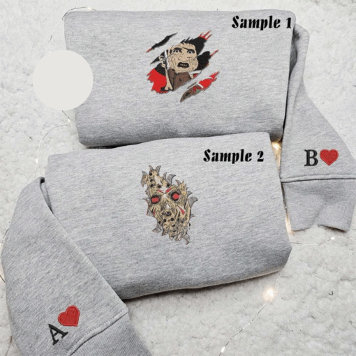 Freddy Krueger And Jason Voorhees Horror Halloween Embroidered Couples Shirts